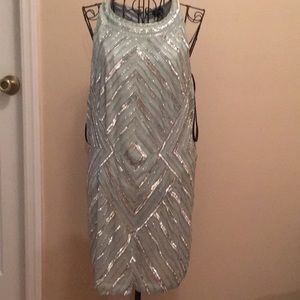 NWOT bebe Sequined Light Blue Cocktail Dress XS